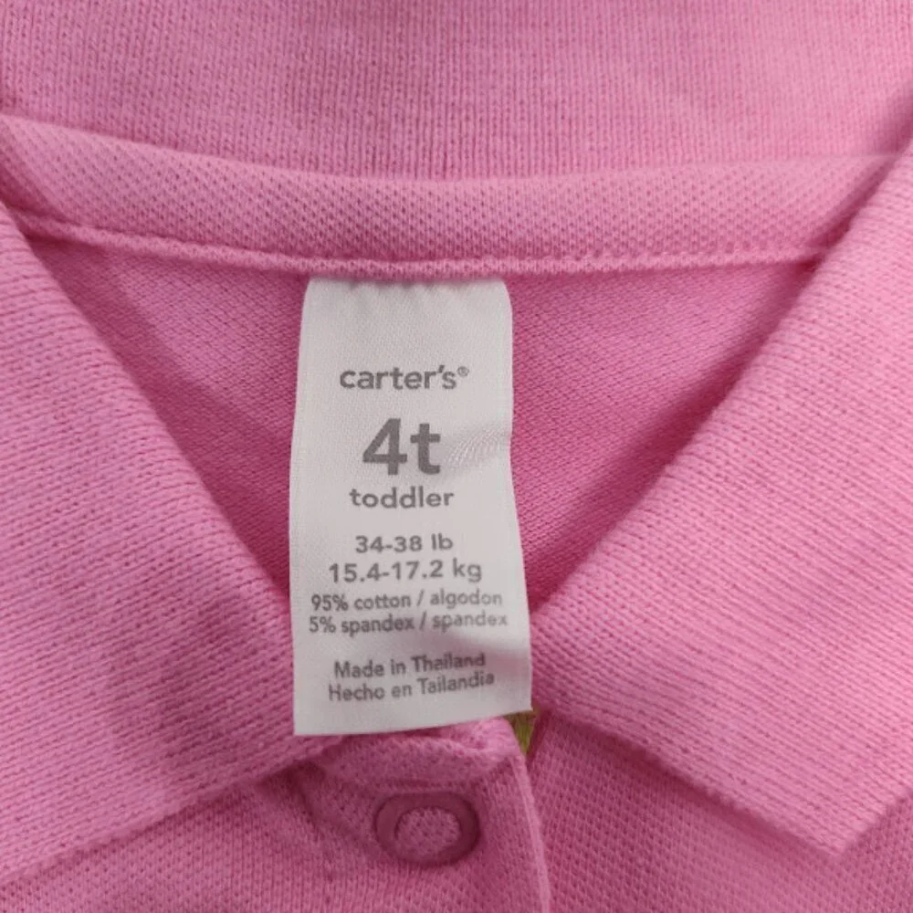 Carters' Y2K Pink Polo with Small Flower & Bow on Sleeve Size 4 T NWT